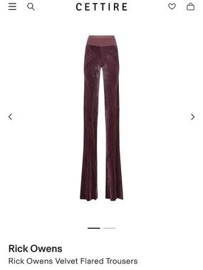 Rick Owens Velvet Flared Trousers — Grey